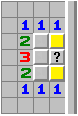 Avoid unnecessary guesses. Instead of opening three squares in a row open the yellow squares first so you have time to react if the middle square is a mine.    