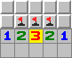 The 3 touches 3 squares so they must all be mines.