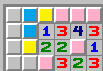 Pink squares are mines and yellow squares will be numbers. The blue squares might be openings. Pink squares are mines and yellow squares will be numbers. The blue squares might be openings.